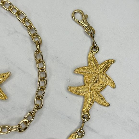 Starfish Gold Tone Chain Link Belt One Size (OS) Coastal Statement Y2K ✨ main image 5